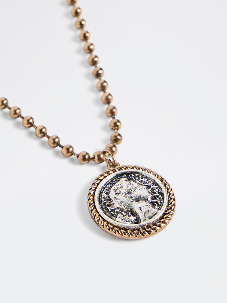 Westside Accessories Gold and Silver Vintage Coin Pendant Necklace