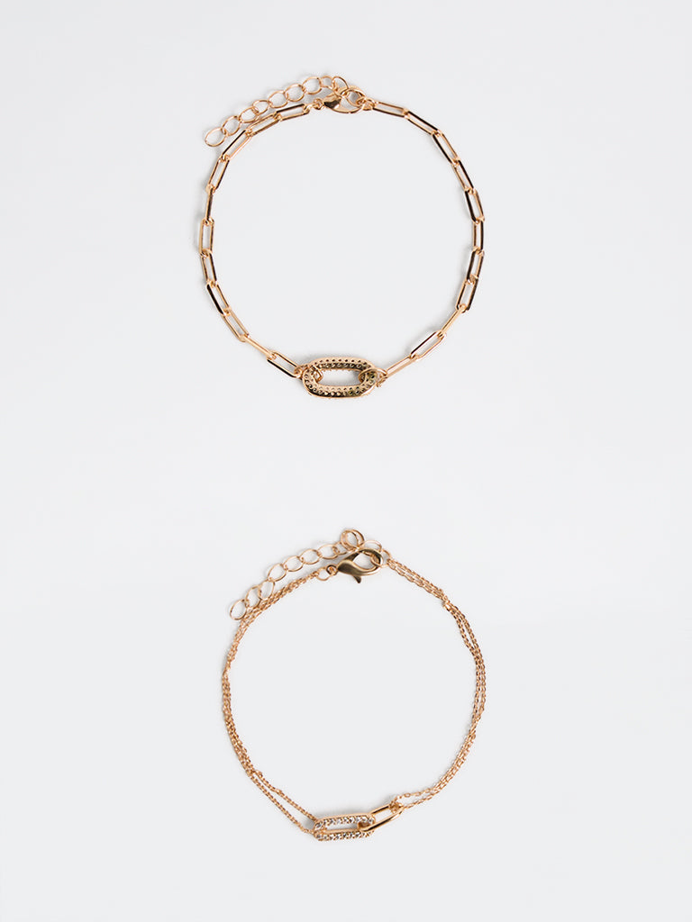 Westside Accessories Gold Link Chain Bracelets - Pack of 2