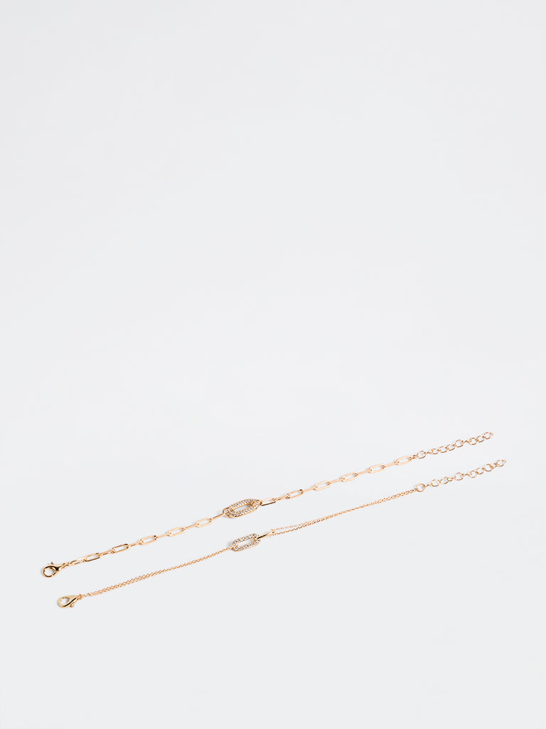 Westside Accessories Gold Link Chain Bracelets - Pack of 2