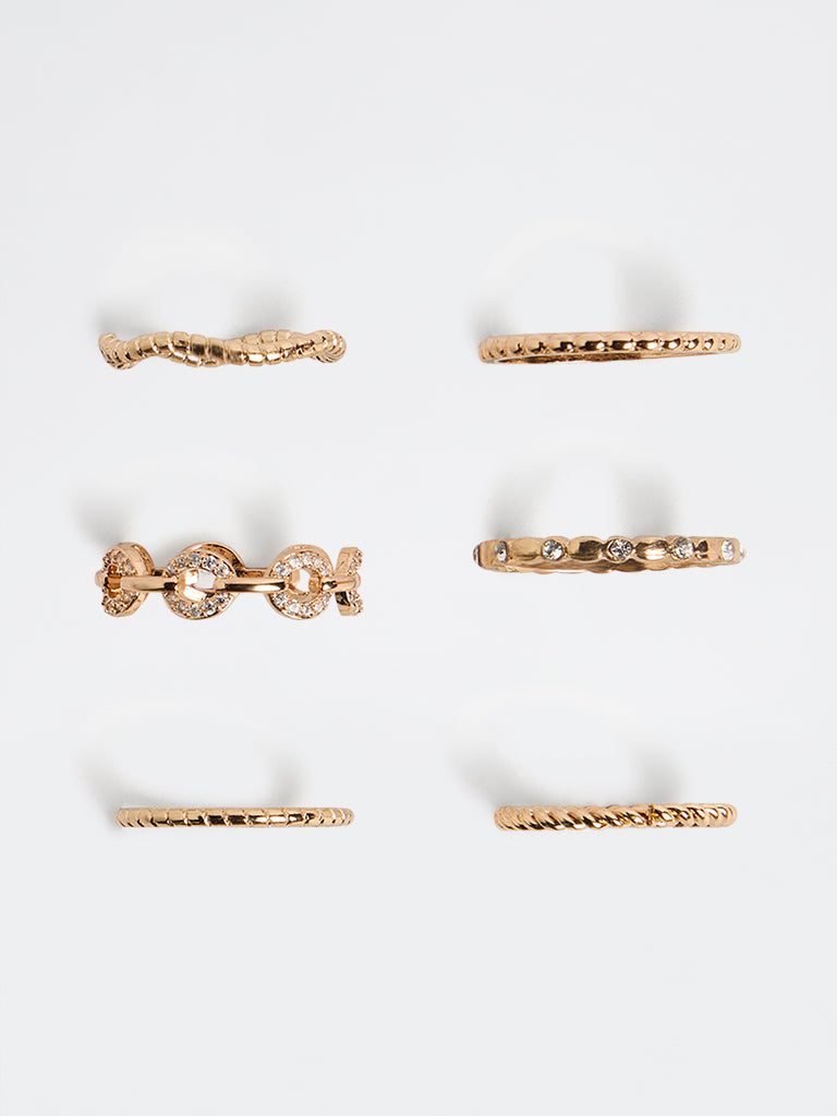Westside Accessories Gold Multi-Stack Rings - Pack of 6