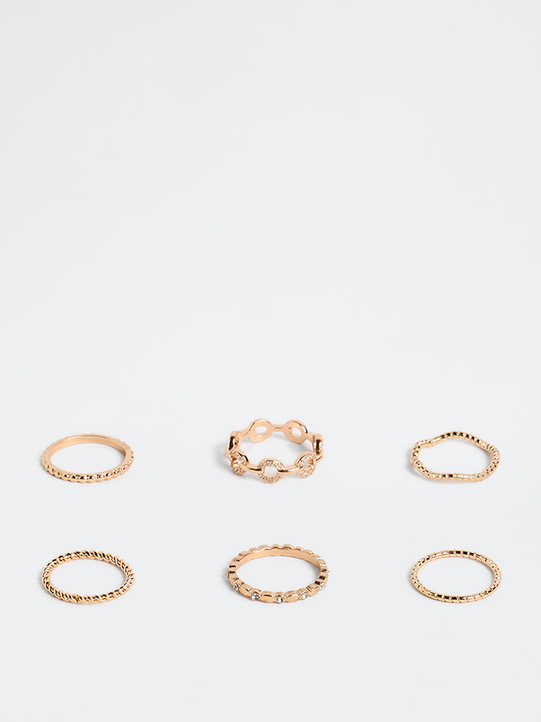 Westside Accessories Gold Multi-Stack Rings - Pack of 6
