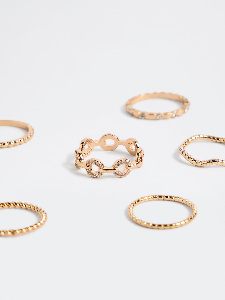 Westside Accessories Gold Multi-Stack Rings - Pack of 6