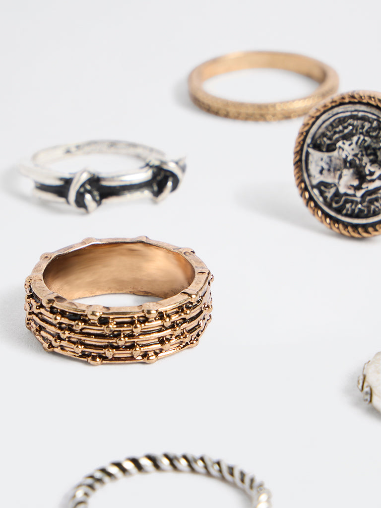 Westside Accessories Gold and Silver Multi-Stack Rings - Pack of 6