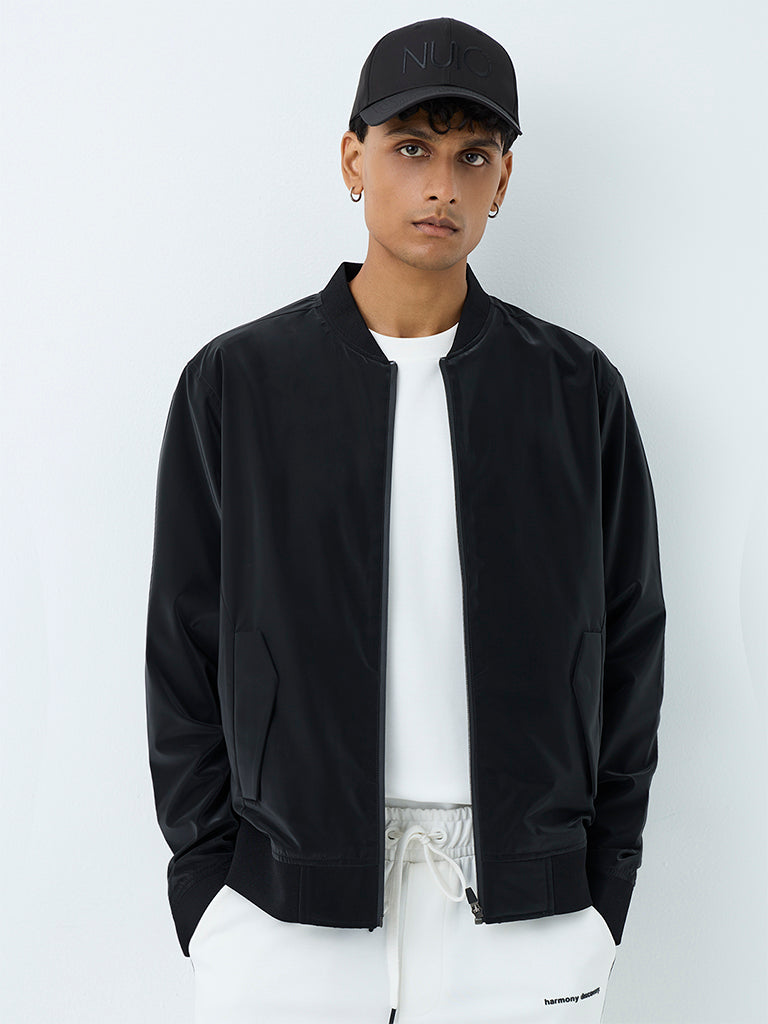 Nuoflexx Black Relaxed-Fit Bomber Jacket
