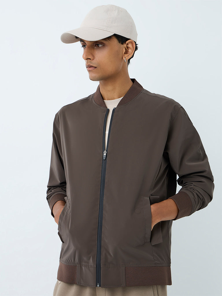 Nuoflexx Dark Brown Relaxed-Fit Bomber Jacket