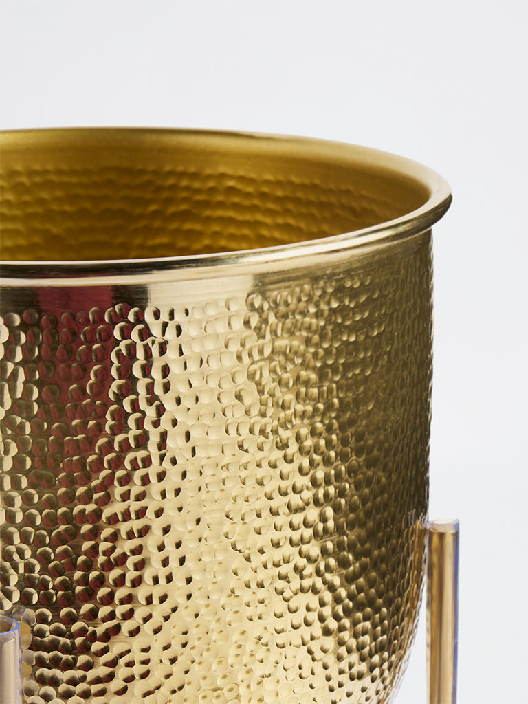 Westside Home Gold Metal Textured Planter with Stand
