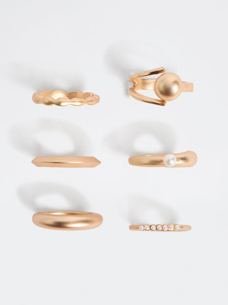Westside Accessories Gold Multi-Stack Rings - Pack of 6