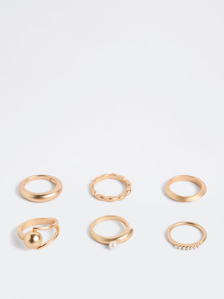 Westside Accessories Gold Multi-Stack Rings - Pack of 6