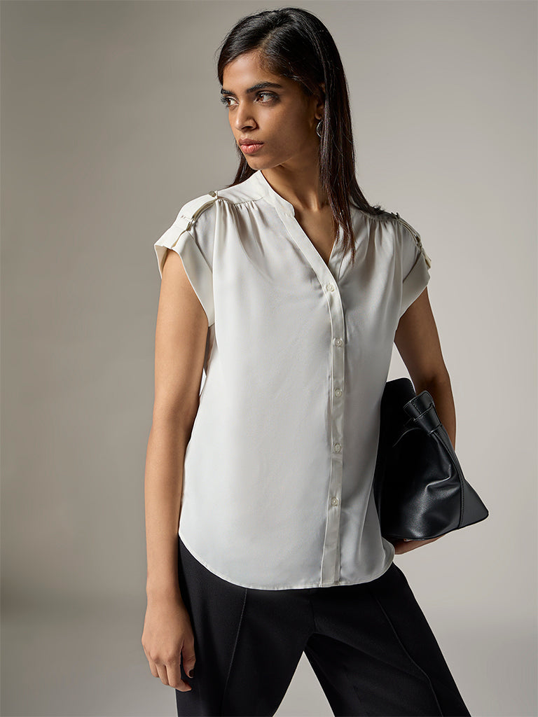 Wardrobe Solid Ivory Blouse
