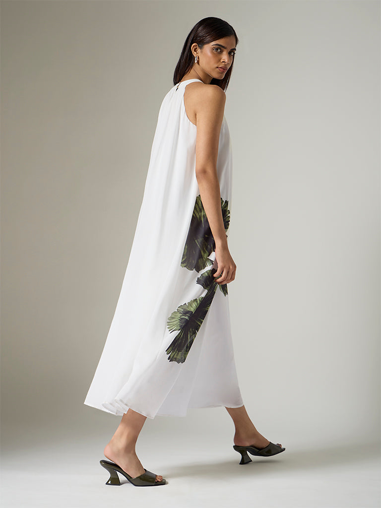 Wardrobe Ivory Foliage Printed A-Line Dress