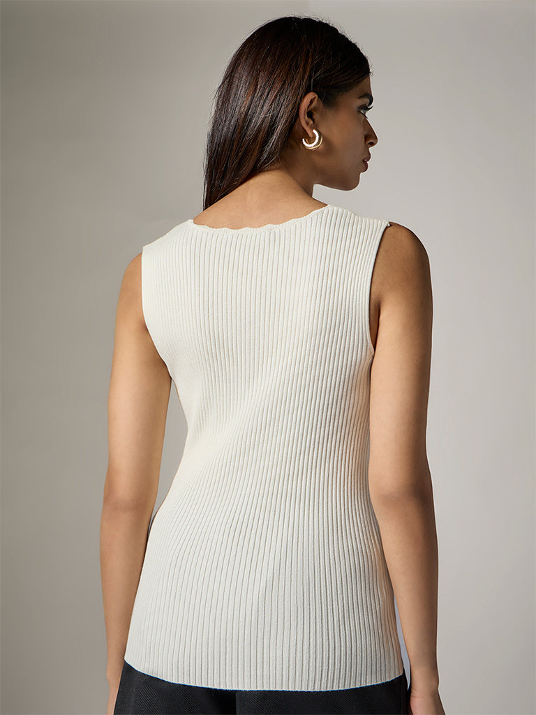 Wardrobe Ivory Ribbed Top