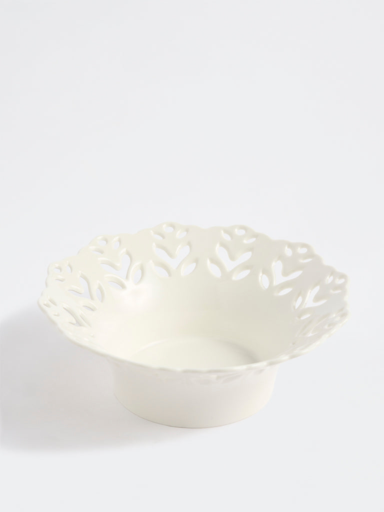 Westside Home White Laser-Cut Porcelain Bowl