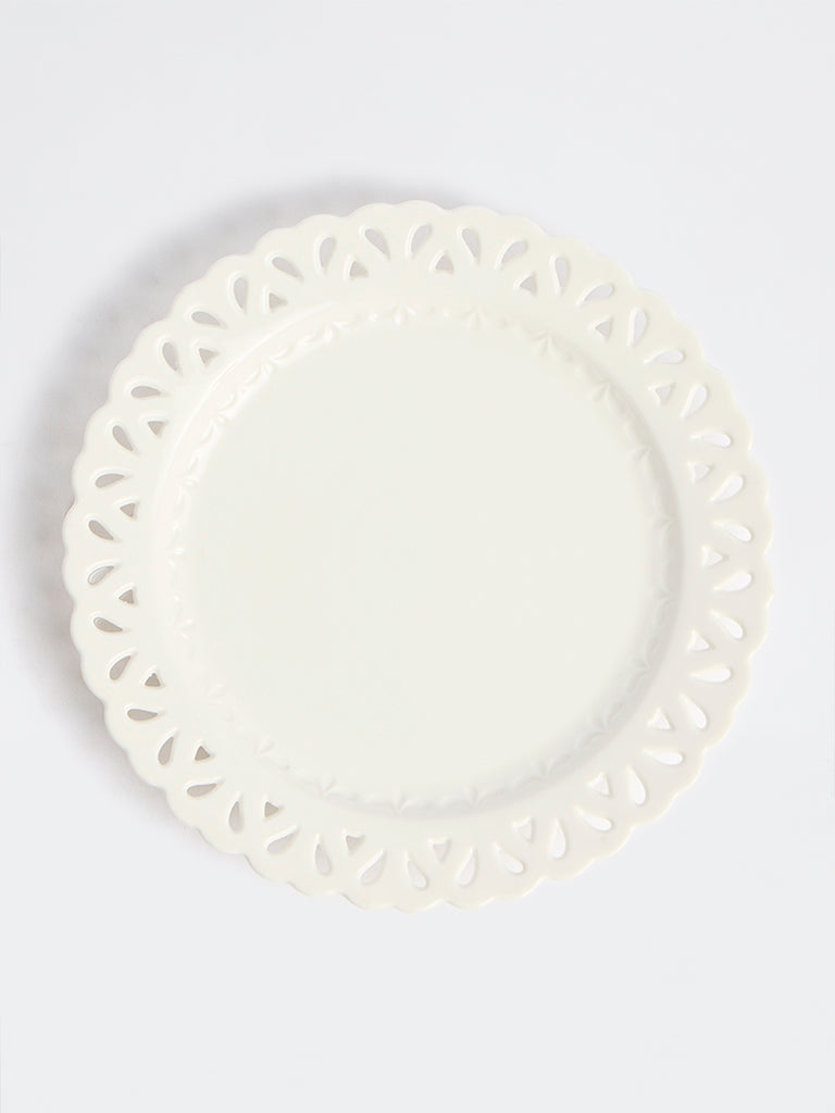 Westside Home White Laser-Cut Porcelain Side Plate
