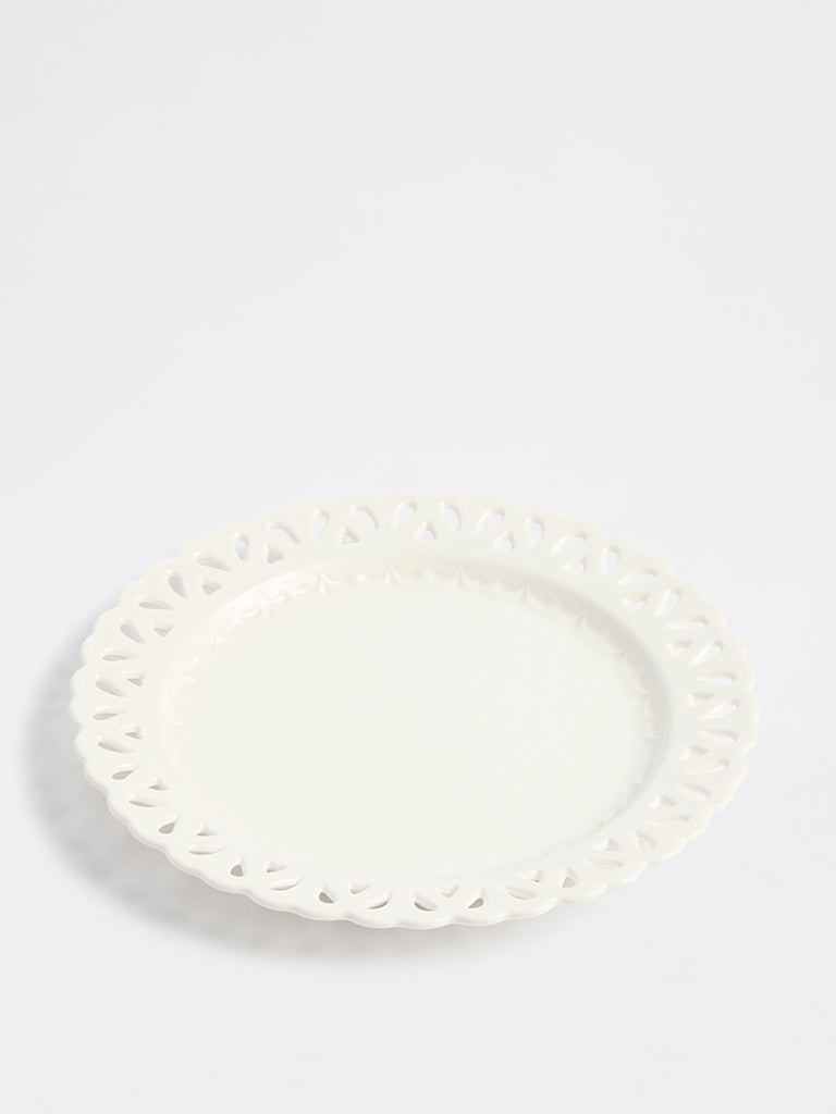 Westside Home White Laser-Cut Porcelain Side Plate