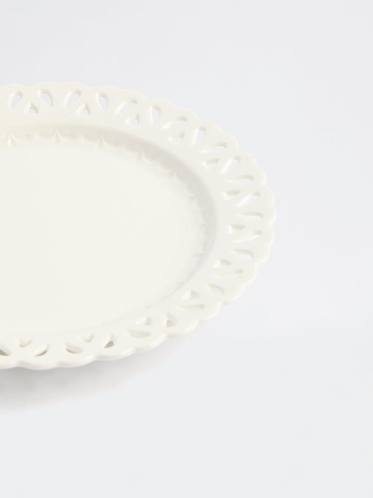 Westside Home White Laser-Cut Porcelain Side Plate