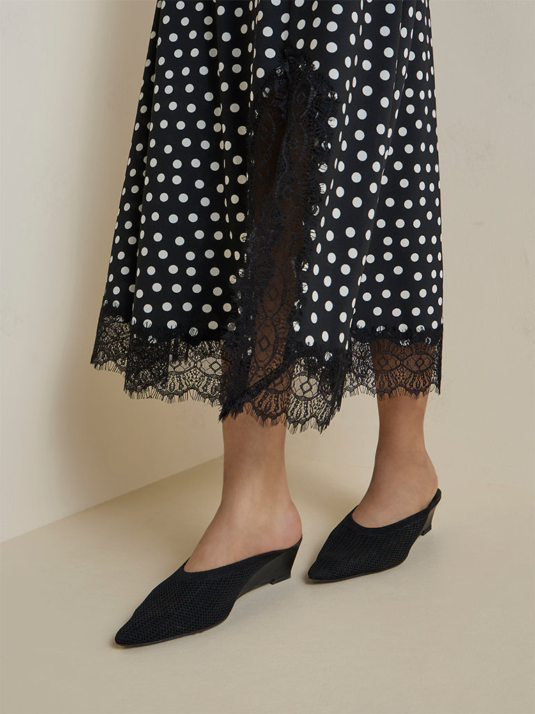 Wardrobe Black Polka Dot Printed High-Rise Skirt