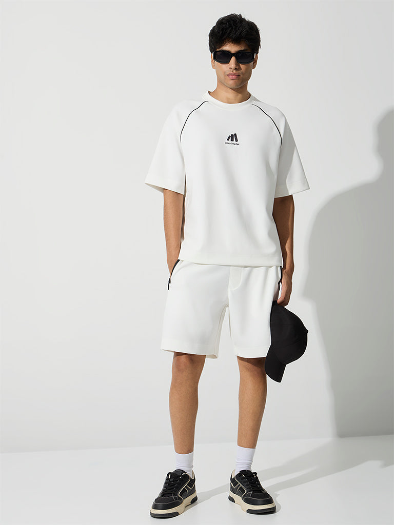 Nuoflexx Off-White Piping-Detail Relaxed-Fit T-Shirt