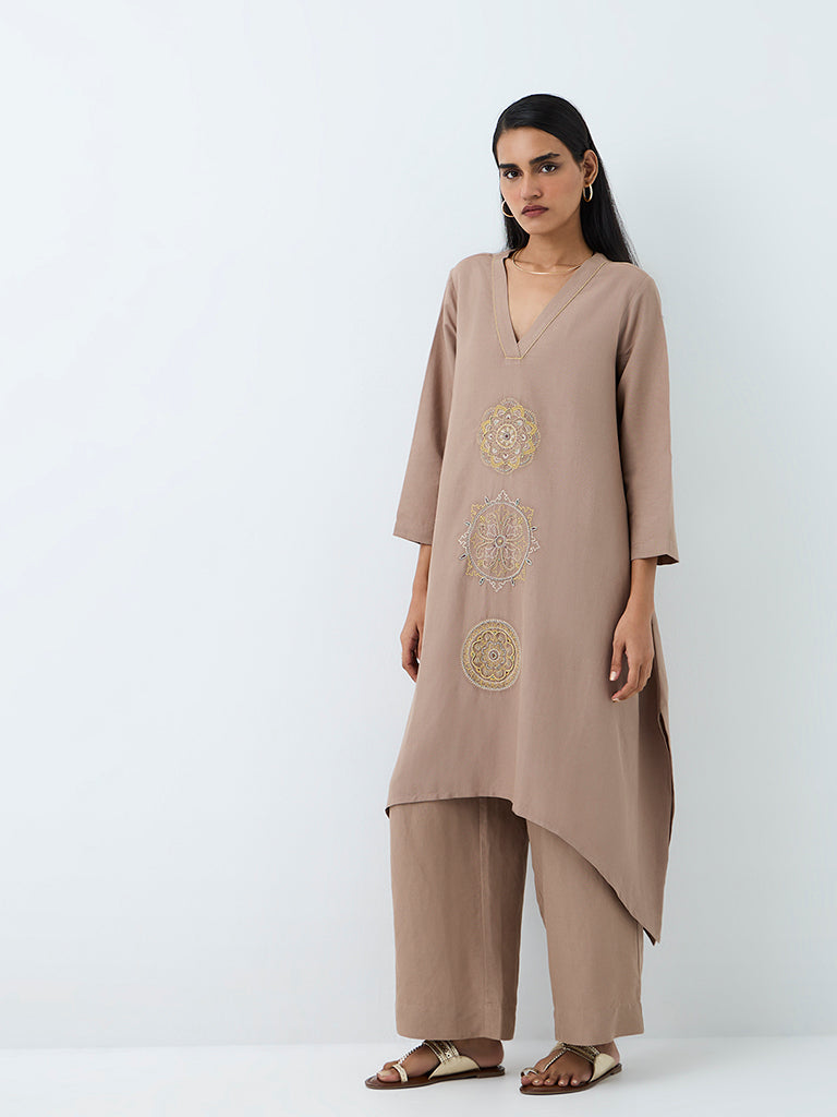 Zuba Dark Taupe Solid Pants