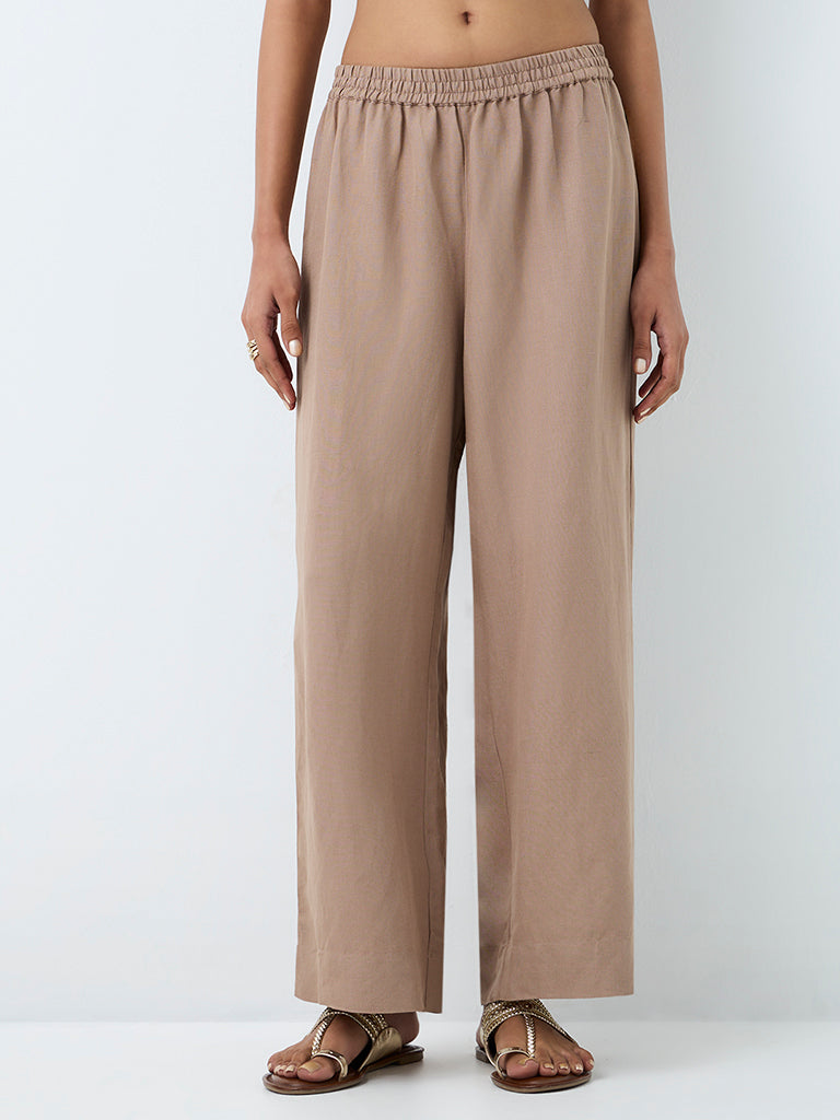 Zuba Dark Taupe Solid Pants