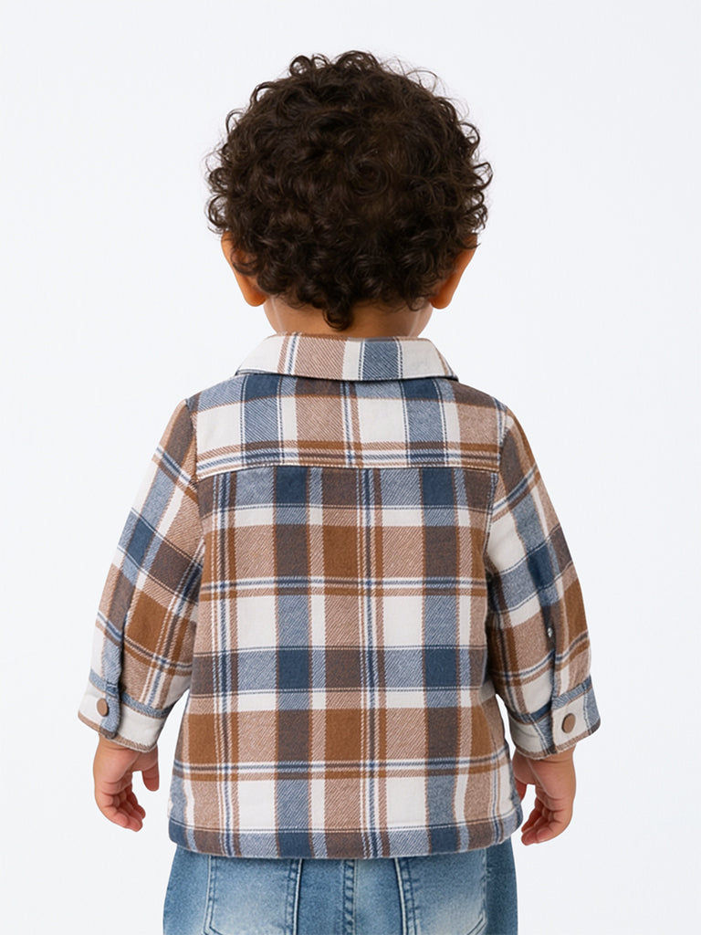HOP Baby Boys Multicolour Checkered Cotton Jacket
