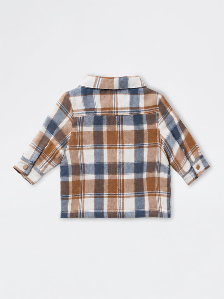 HOP Baby Boys Multicolour Checkered Cotton Jacket