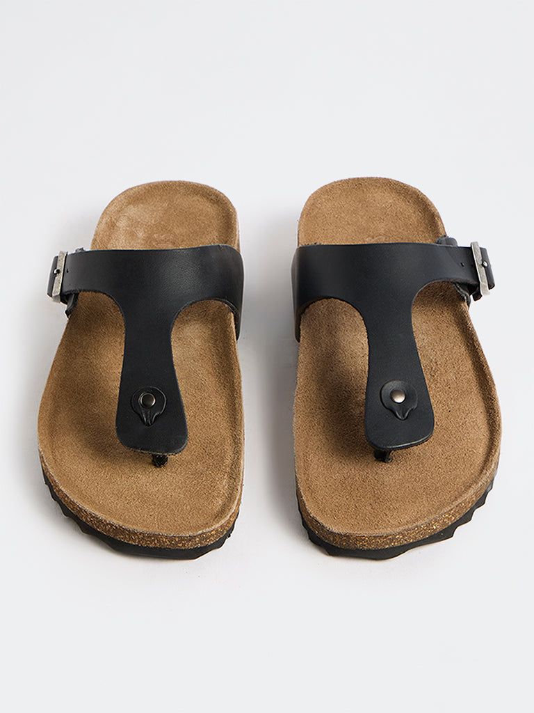 SOLEPLAY Black Thong-Strap Suede Sandals