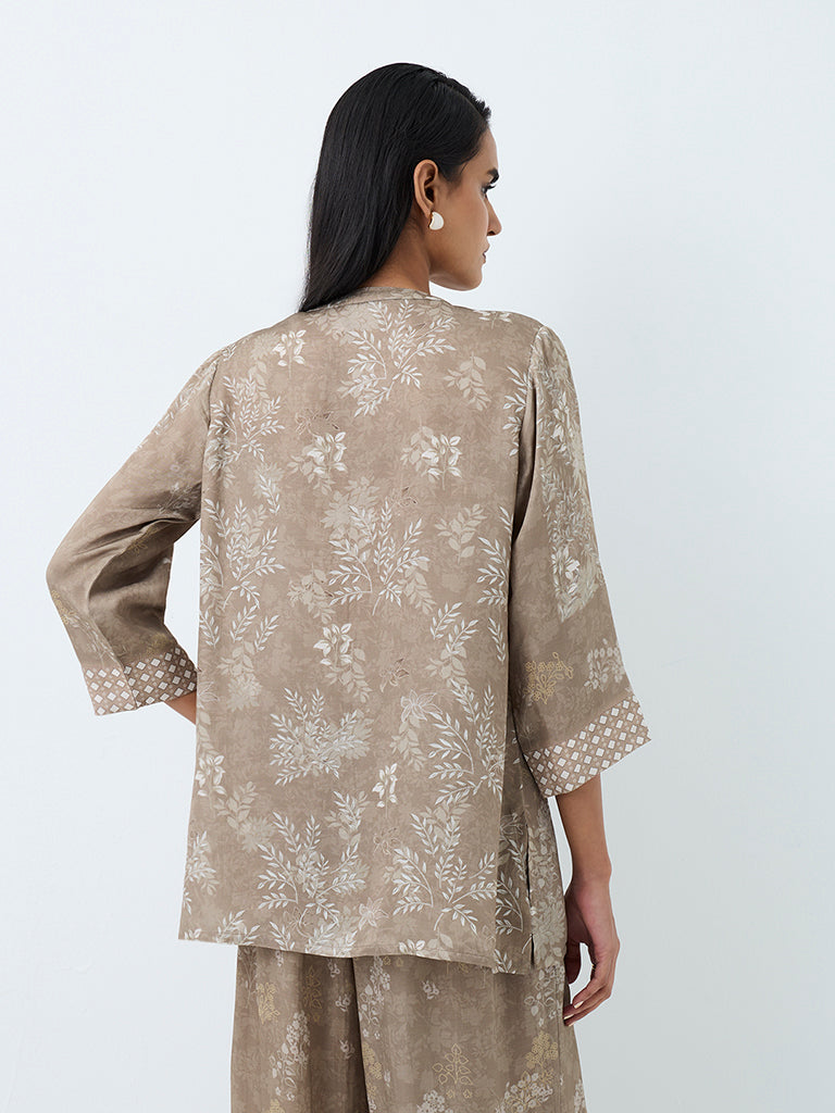 Zuba Grey Foliage Printed Tunic