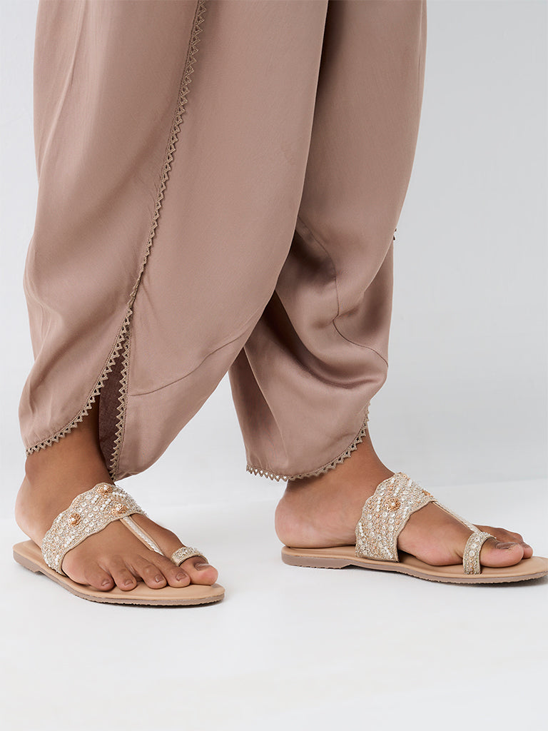 Zuba Taupe Solid Dhoti Pants