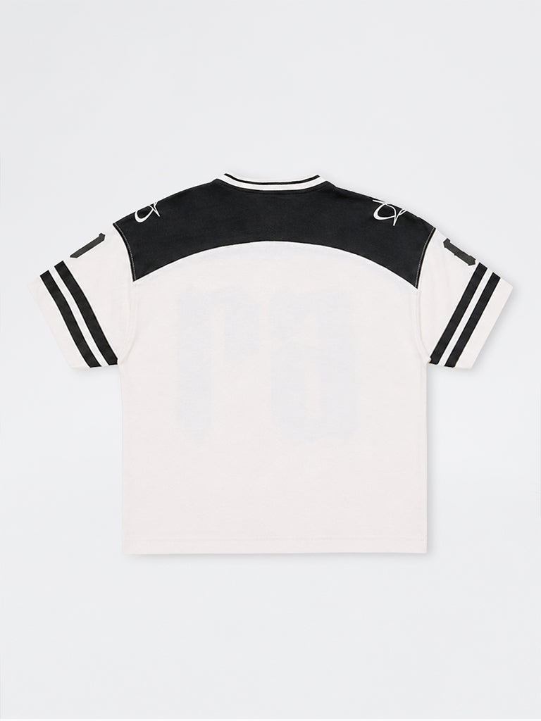 Boys Off-White Colour-Blocked Cotton T-Shirt