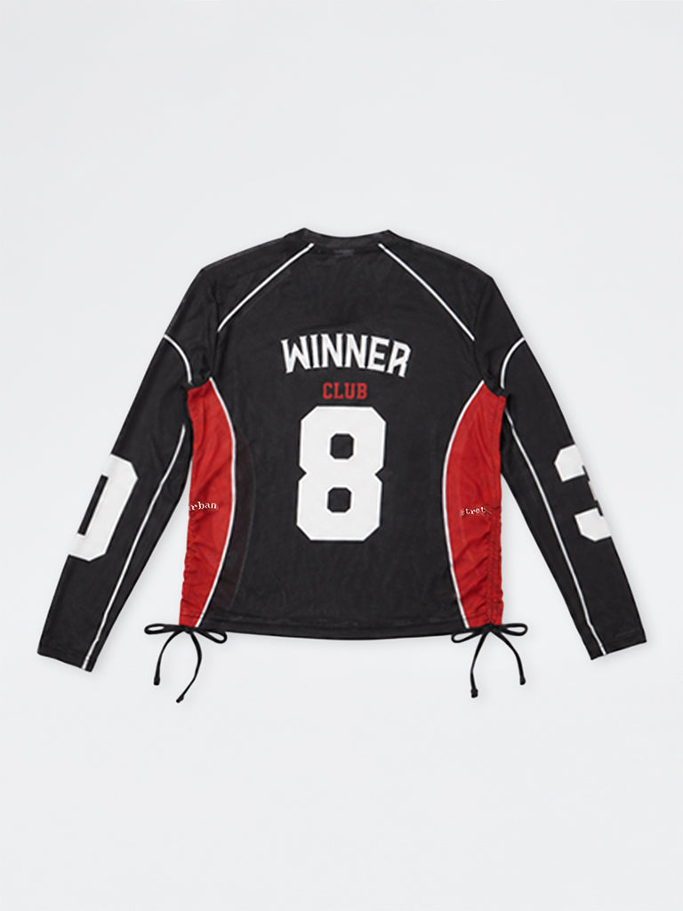 Girls Black Numerical Printed Mesh T-Shirt
