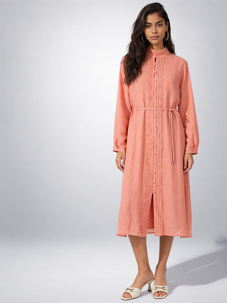 Sheer Pintucked Dress