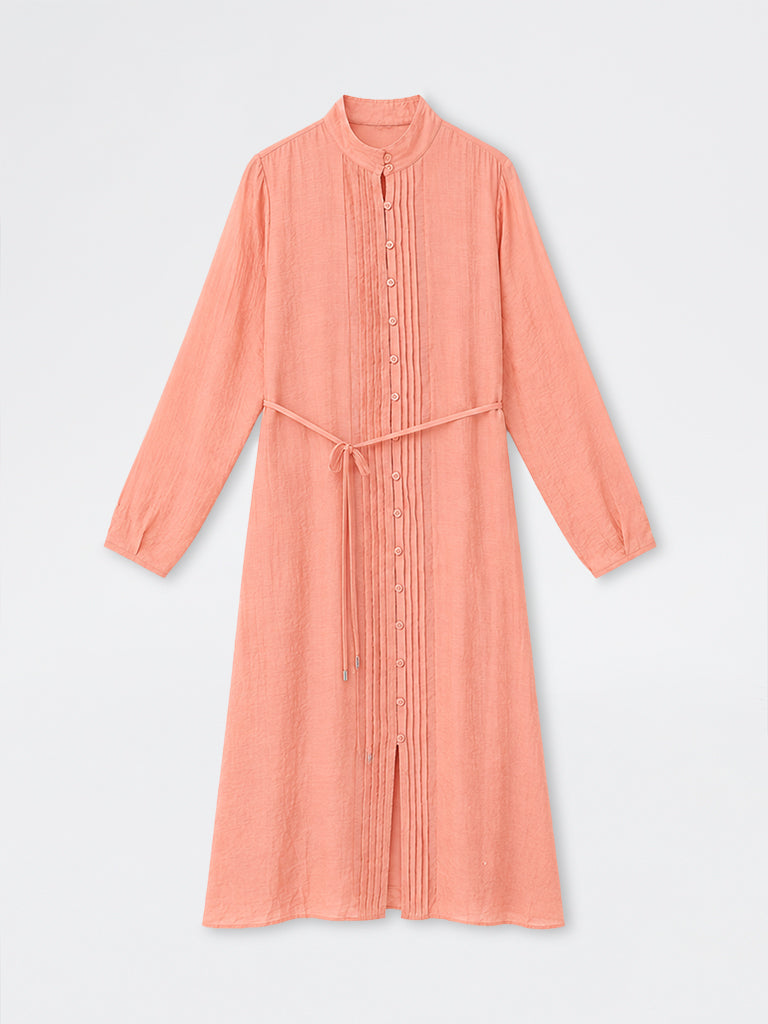 Sheer Pintucked Dress