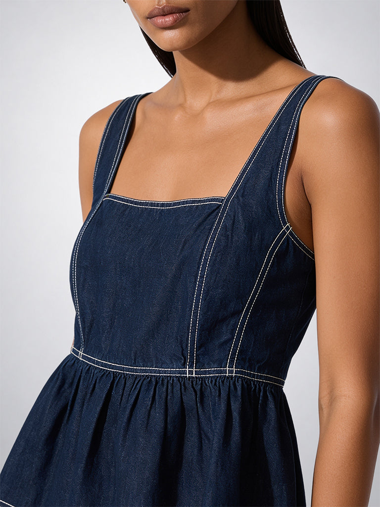 Denim Utility Peplum Top