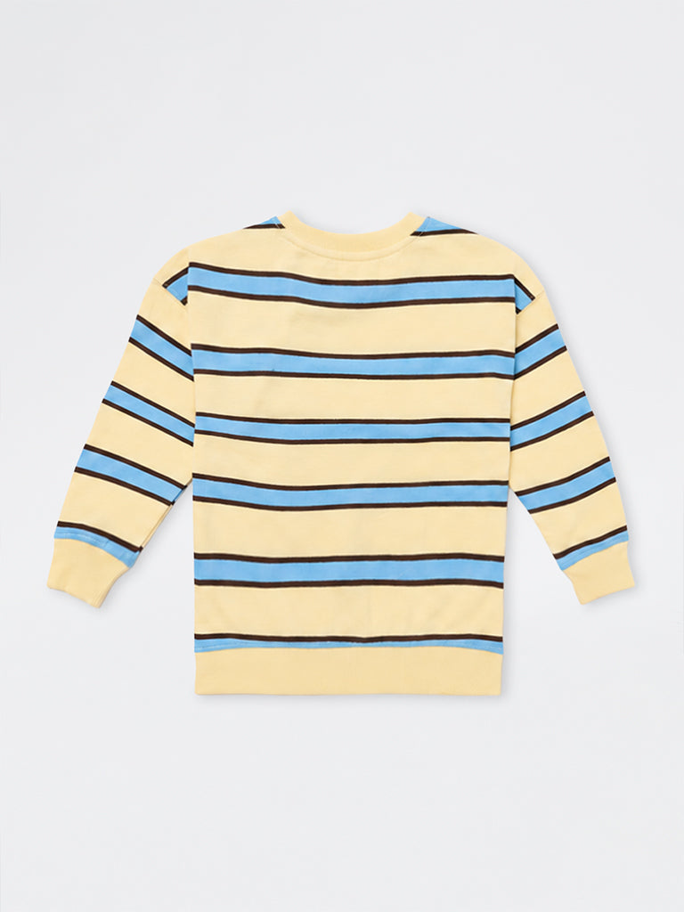 HOP Kids Boys Yellow Striped Cotton T-Shirt