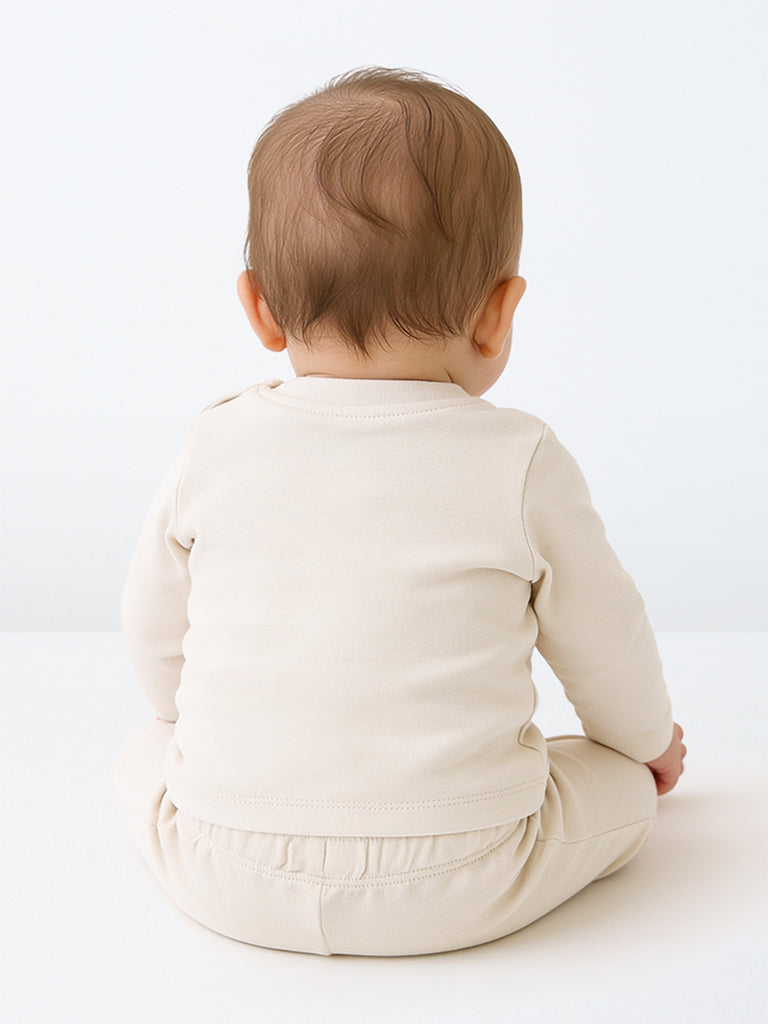 HOP Baby Boys Beige Animal Pattern Mid-Rise Cotton Pants - Pack of 3
