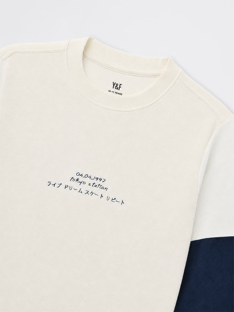 Boys Off-White Colour-Blocked Cotton T-Shirt