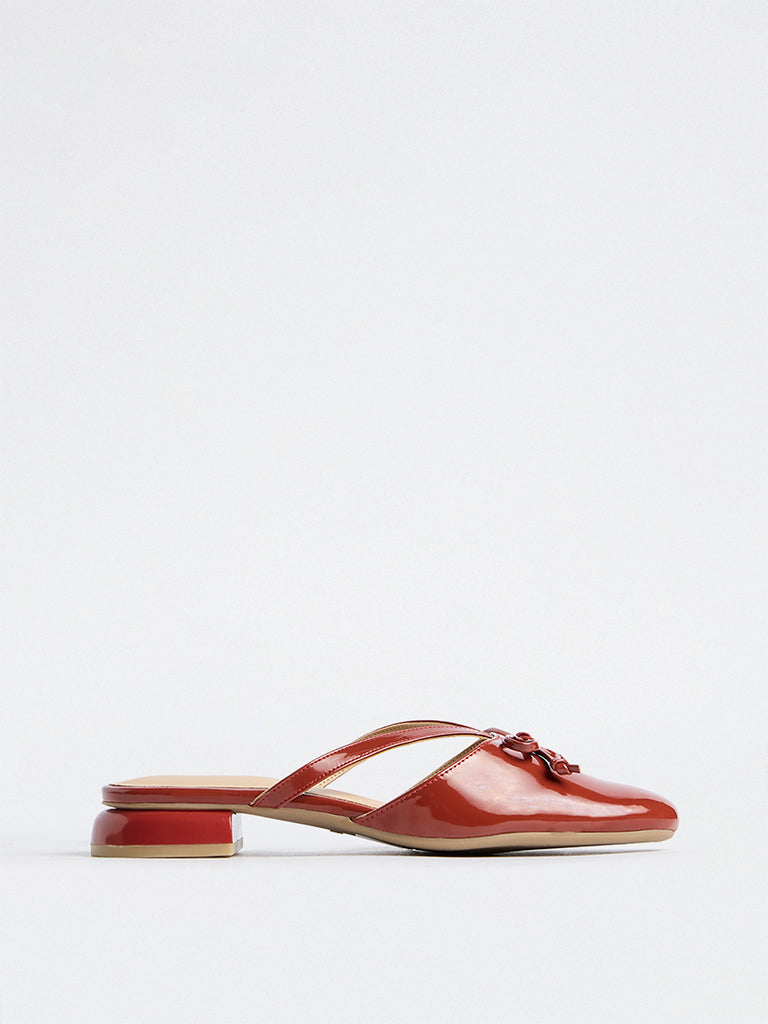 LUNA BLU Red Bow-Detail Mules