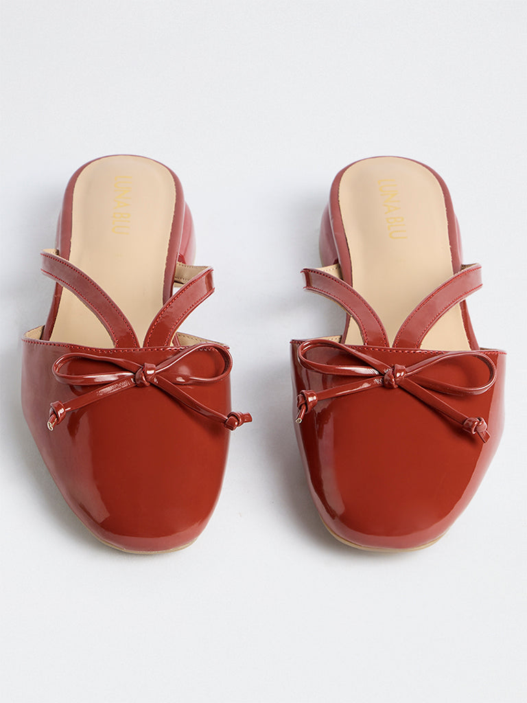 LUNA BLU Red Bow-Detail Mules