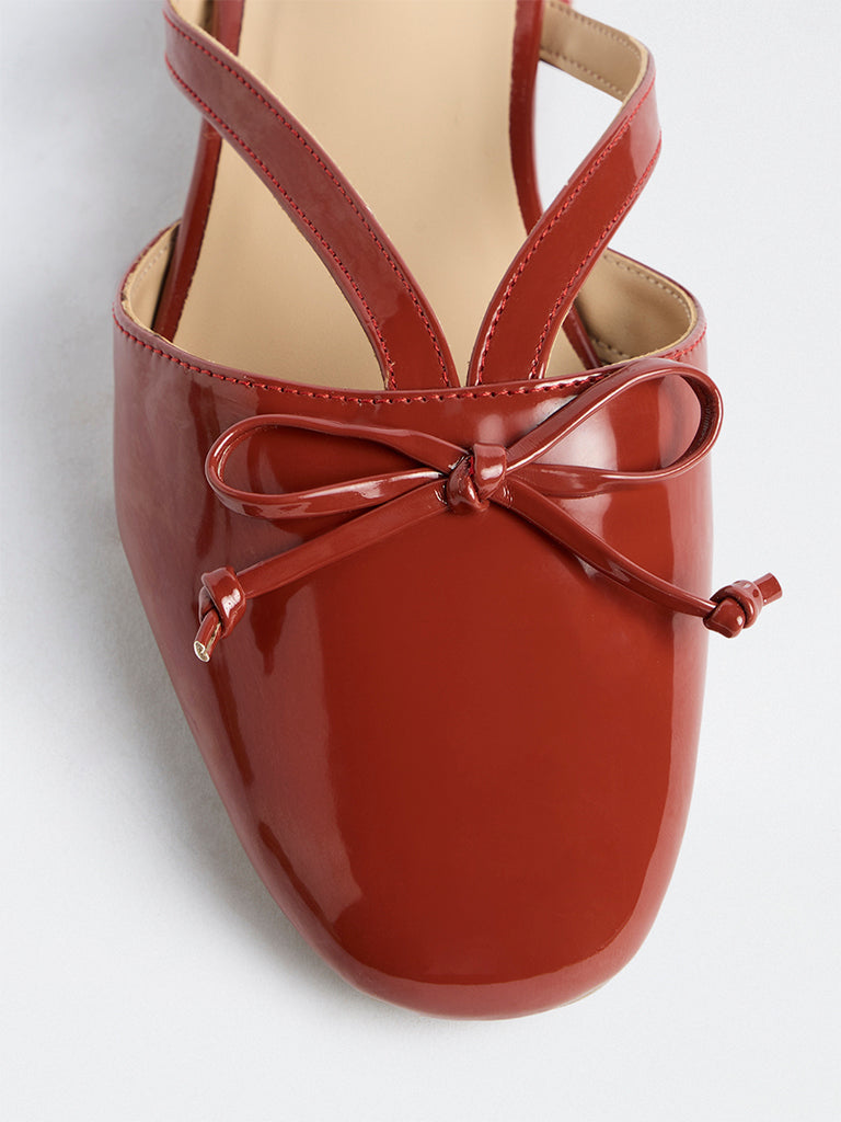 LUNA BLU Red Bow-Detail Mules