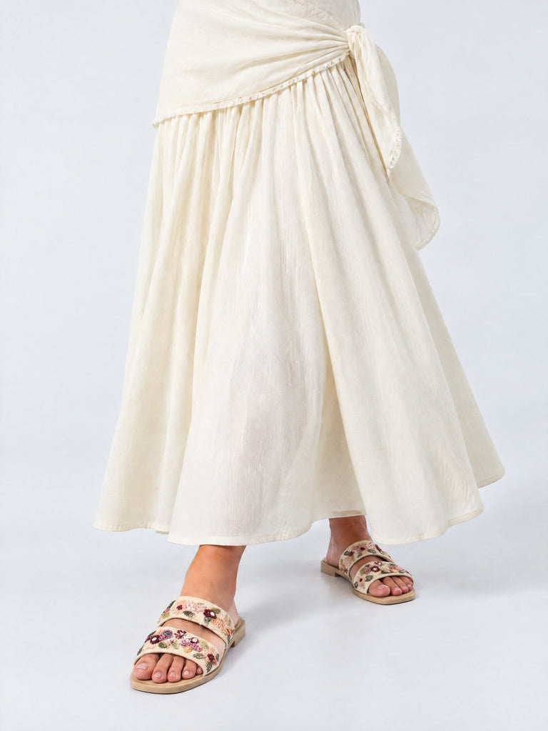 LUNA BLU Pink Floral Embroidered Slides