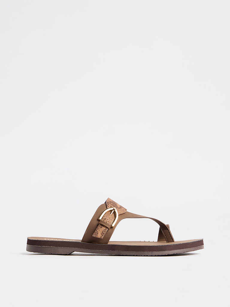 LUNA BLU Brown Toe-Ring Sandals