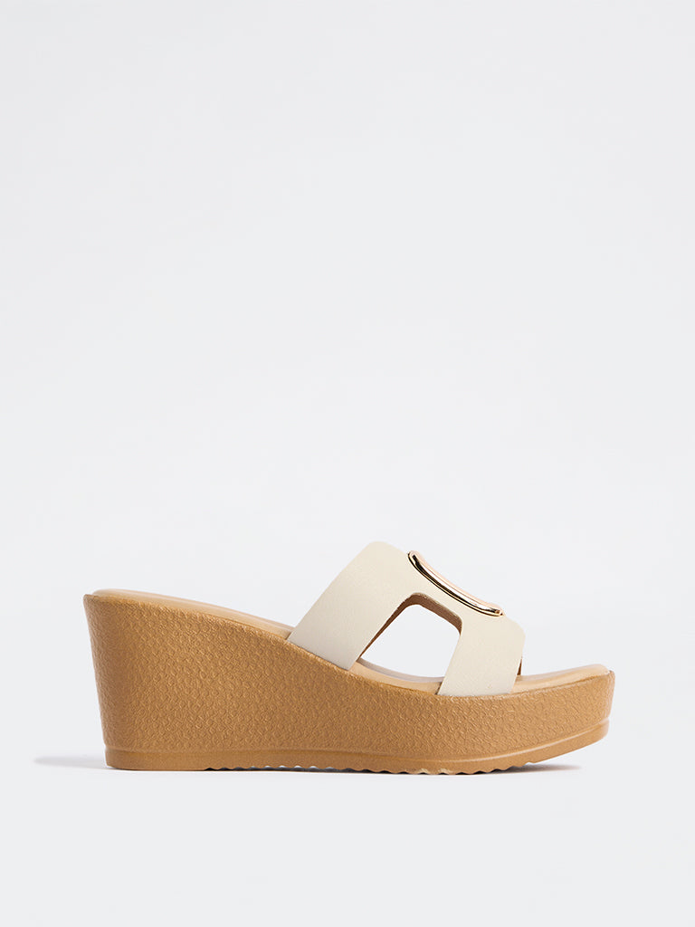 LUNA BLU Ivory Wedge Heel Sandals