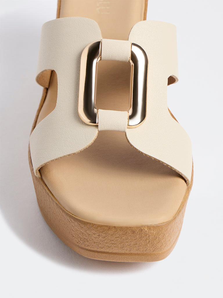 LUNA BLU Ivory Wedge Heel Sandals