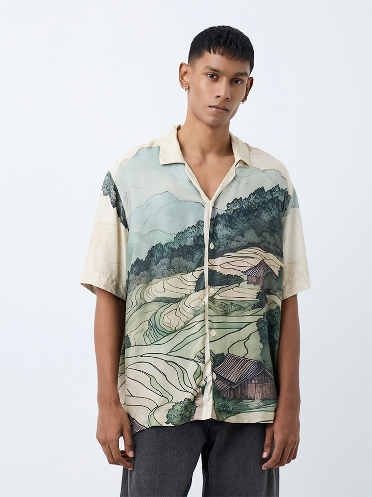 Nuon Multicolour Scenic-Inspired Relaxed-Fit Shirt