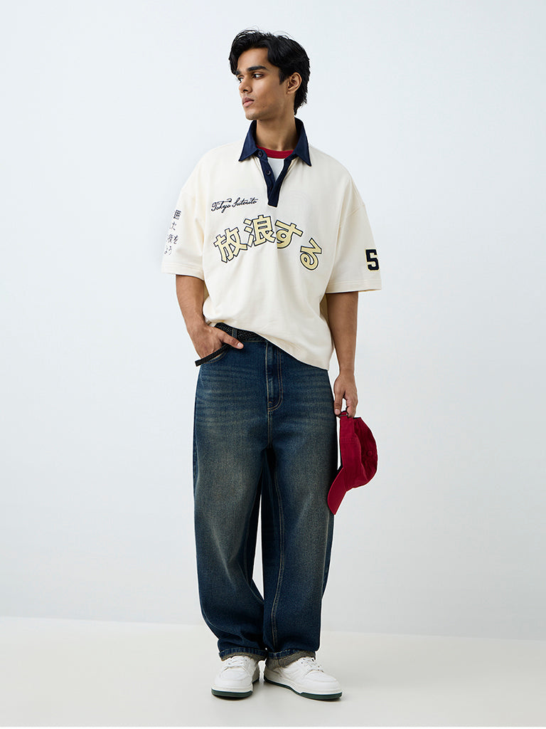 Nuon Off-White Japanese-Printed Relaxed-Fit T-Shirt