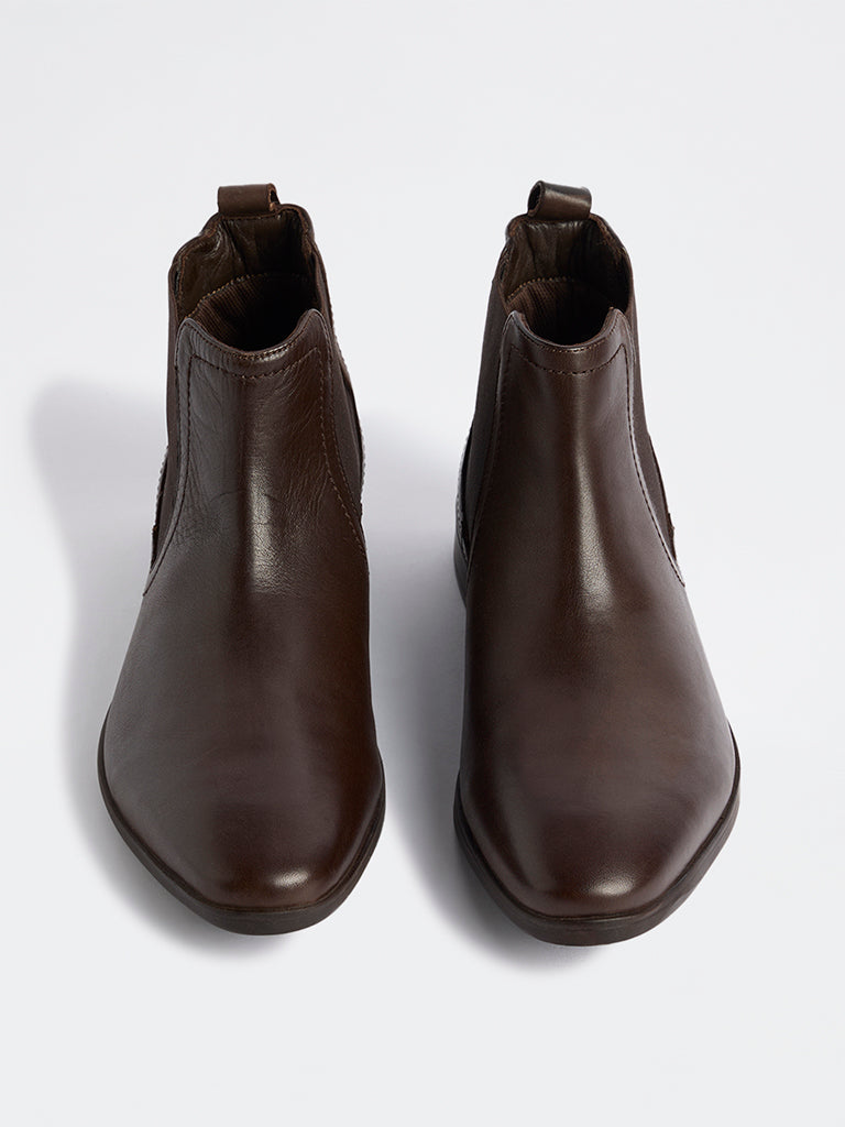 SOLEPLAY Dark Brown Faux Leather Chelsea Boots