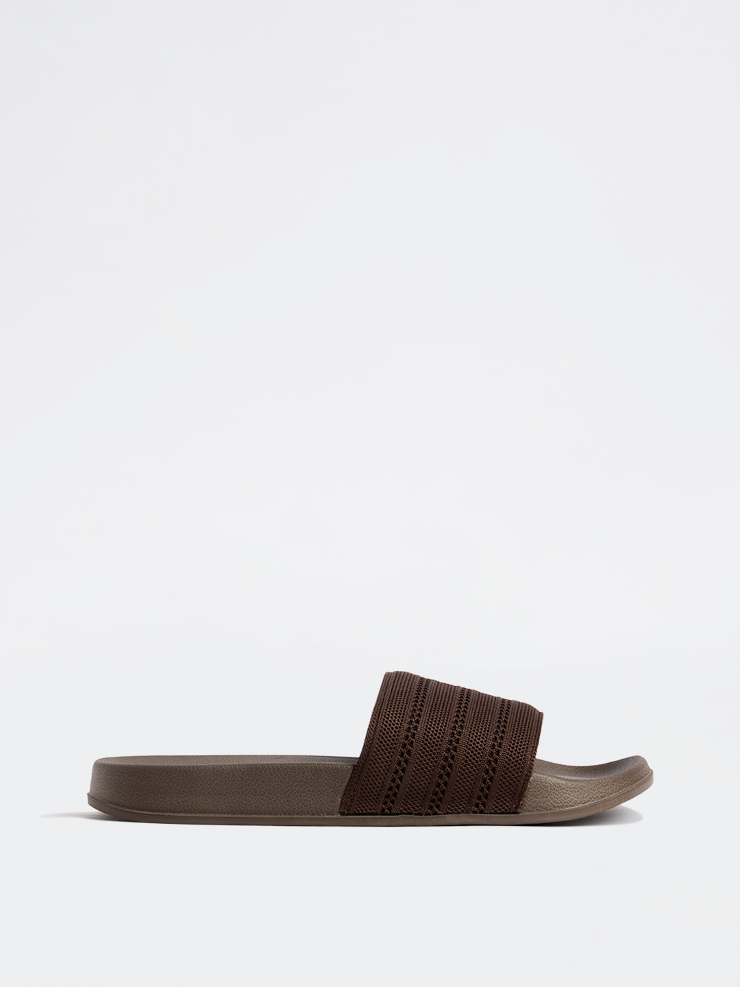 SOLEPLAY Dark Brown Knit-Textured Pool Slides