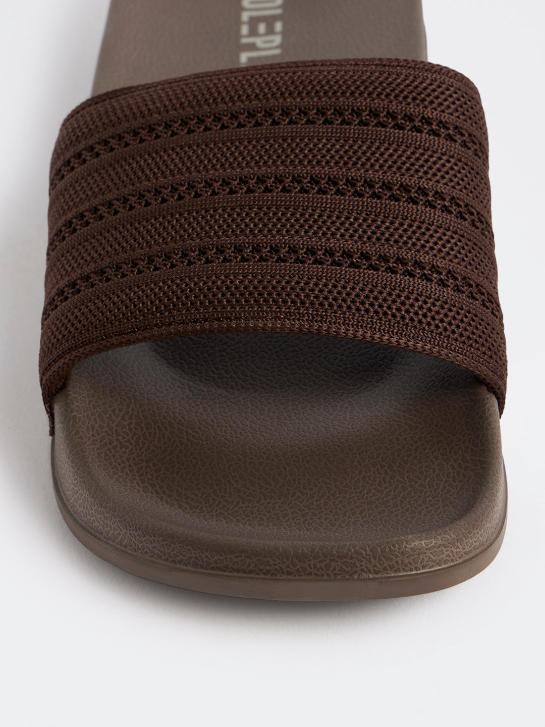SOLEPLAY Dark Brown Knit-Textured Pool Slides