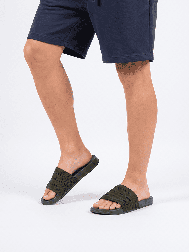 SOLEPLAY Olive Knit-Textured Slides