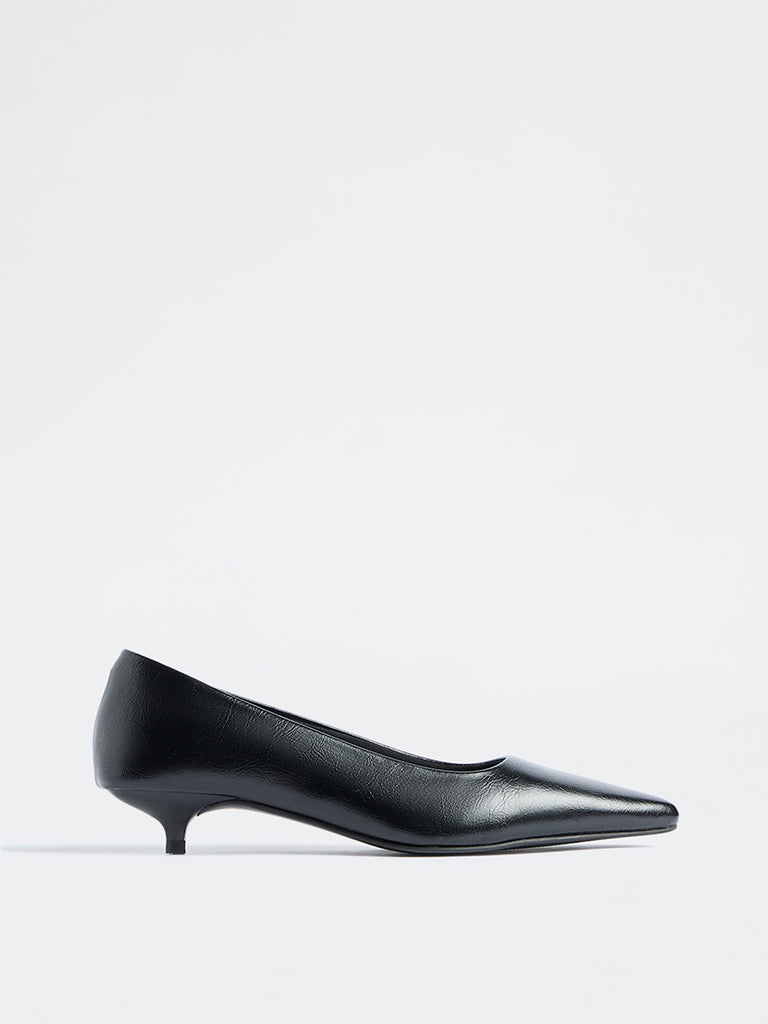LUNA BLU Black Textured Pump Shoes